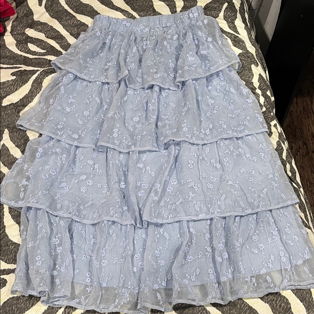 Altar'd State Blue Floral Maxi Skirt